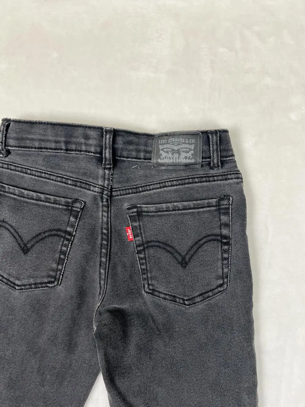 Levi's Flare Jeans Girls 12 Gray 726 Floral Hem Adjustable Waist Stretch Denim